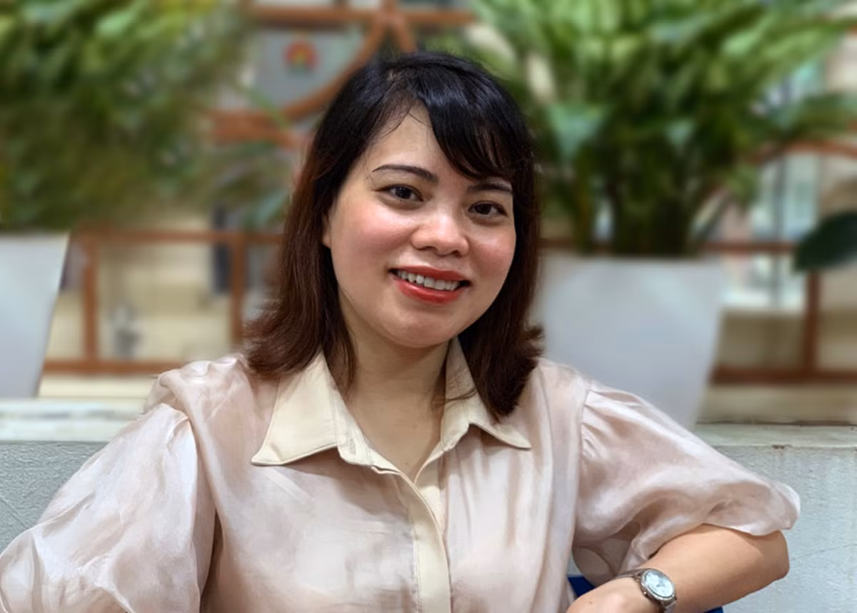 Cô Lưu Thị Biên - Giáo viên chủ nhiệm lớp 6P Trường Trung học phổ thông Đoàn Thị Điểm (Hà Nội). Ảnh: Tùng Dương.