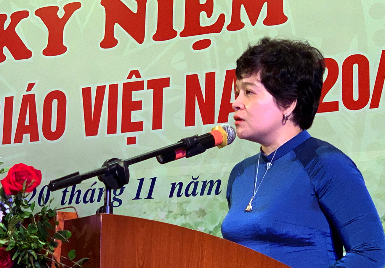 Nhà giáo Trần Thùy Dương - Hiệu trưởng Trường trung học phổ thông Chuyên Hà Nội - Amsterdam. Ảnh: Tùng Dương.