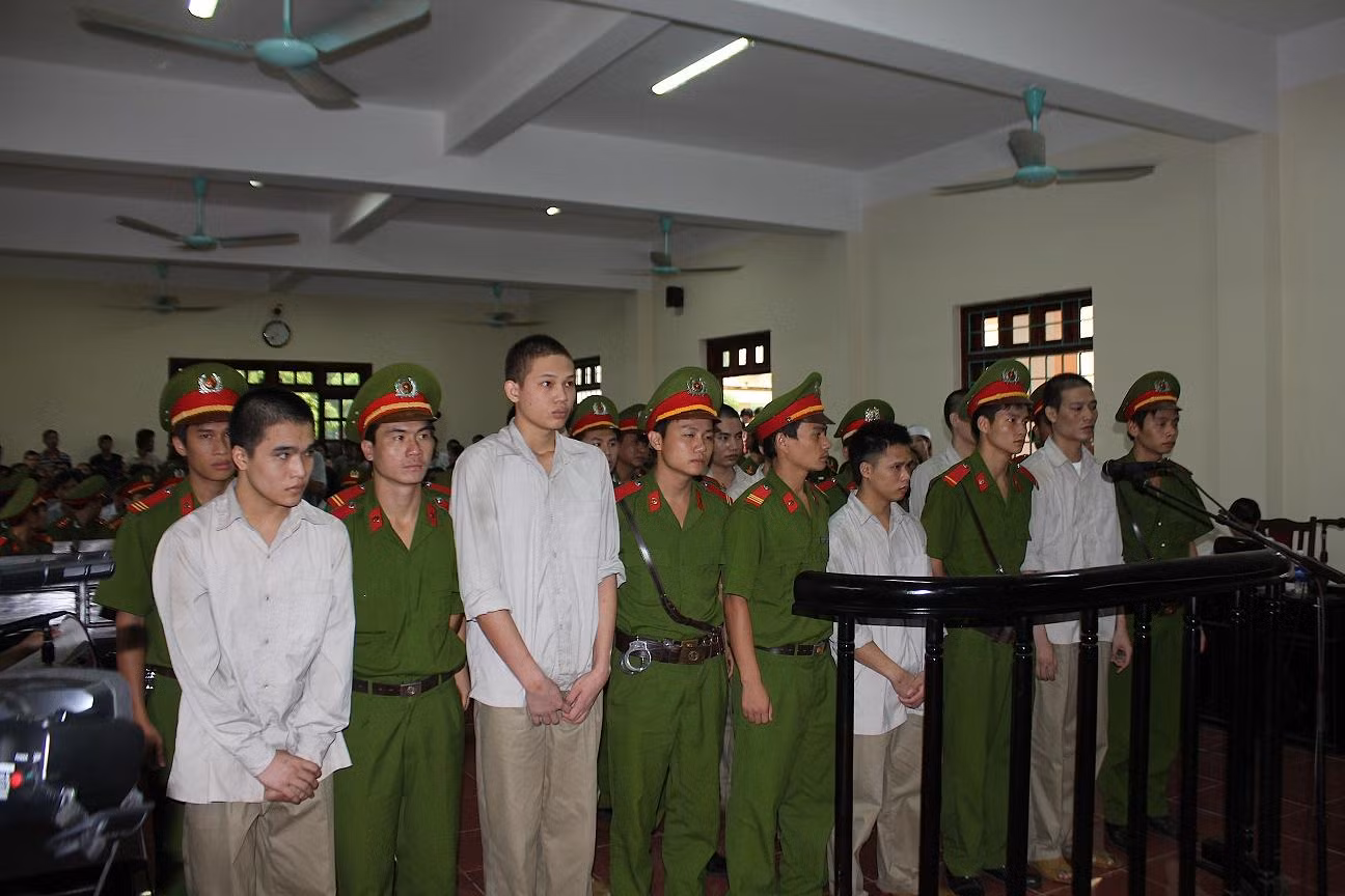 Các bị cáo trong phiên tòa