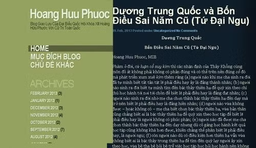 Bài viết "Dương Trung Quốc - Bốn điều sai năm cũ" của ĐBQH Hoàng Hữu Phước