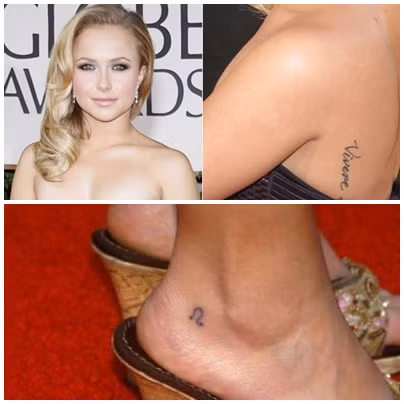 Nữ diễn viên Hayden Panettiere sở hữu hình xăm tí hon là biểu tượng cung sư tử (Leo) ở mắt cá chân trái. Ngoài ra cô còn có hình xăm dòng chữ tiếng Italia “Vivere Memento” với nghĩa là “Sống cho hiện tại”. Nữ diễn viên Hayden Panettiere sở hữu hình xăm tí hon là biểu tượng cung sư tử (Leo) ở mắt cá chân trái. Ngoài ra cô còn có hình xăm dòng chữ tiếng Italia “Vivere Memento” với nghĩa là “Sống cho hiện tại”.