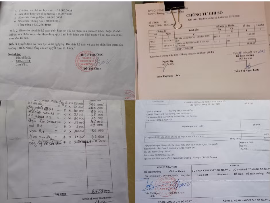Việc thu chi tại trường Trung học cơ sở Nam Đồng đang bị đặt dấu hỏi về tính minh bạch. Ảnh: Độc giả cung cấp. Việc thu chi tại trường Trung học cơ sở Nam Đồng đang bị đặt dấu hỏi về tính minh bạch. Ảnh: Độc giả cung cấp.