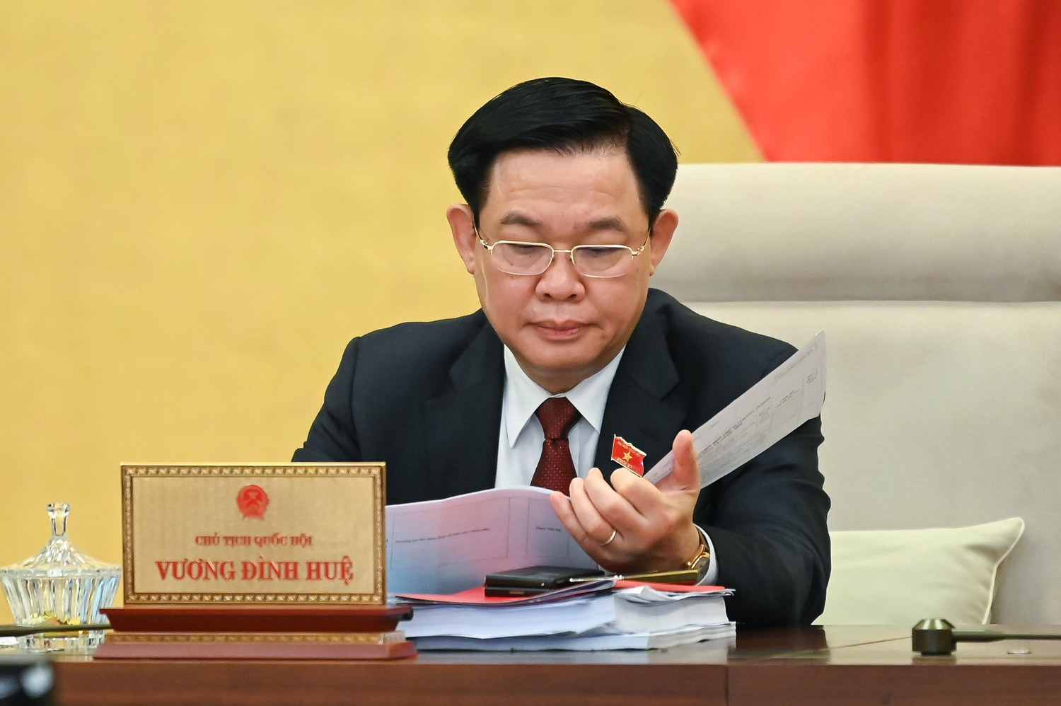 Chủ tịch Quốc hội Vương Đình Huệ tại phiên họp. Ảnh: Cổng thông tin điện tử Quốc hội
