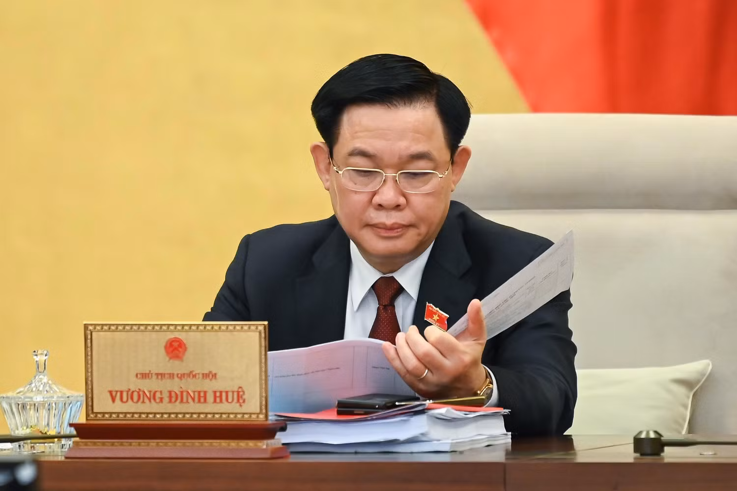 Chủ tịch Quốc hội Vương Đình Huệ tại phiên họp. Ảnh: Cổng thông tin điện tử Quốc hội