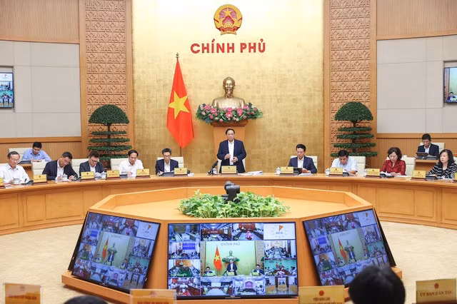 Thủ tướng Phạm Minh Chính phát biểu tại Hội nghị trực tuyến toàn quốc về Truyền thông chính sách: Nhận thức - Hành động - Nguồn lực ngày 24/11/2022. Ảnh: VGP/Nhật Bắc
