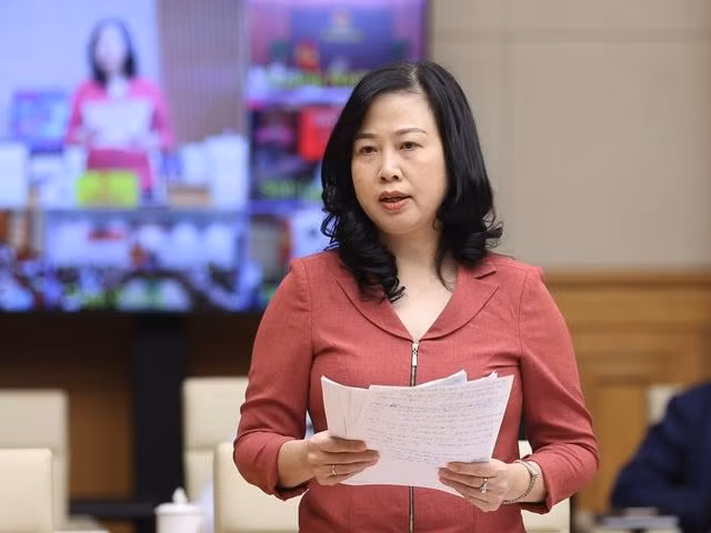 Bộ trưởng Bộ Y tế Đào Hồng Lan báo cáo tại phiên họp - Ảnh: VGP/Nhật Bắc Bộ trưởng Bộ Y tế Đào Hồng Lan báo cáo tại phiên họp - Ảnh: VGP/Nhật Bắc