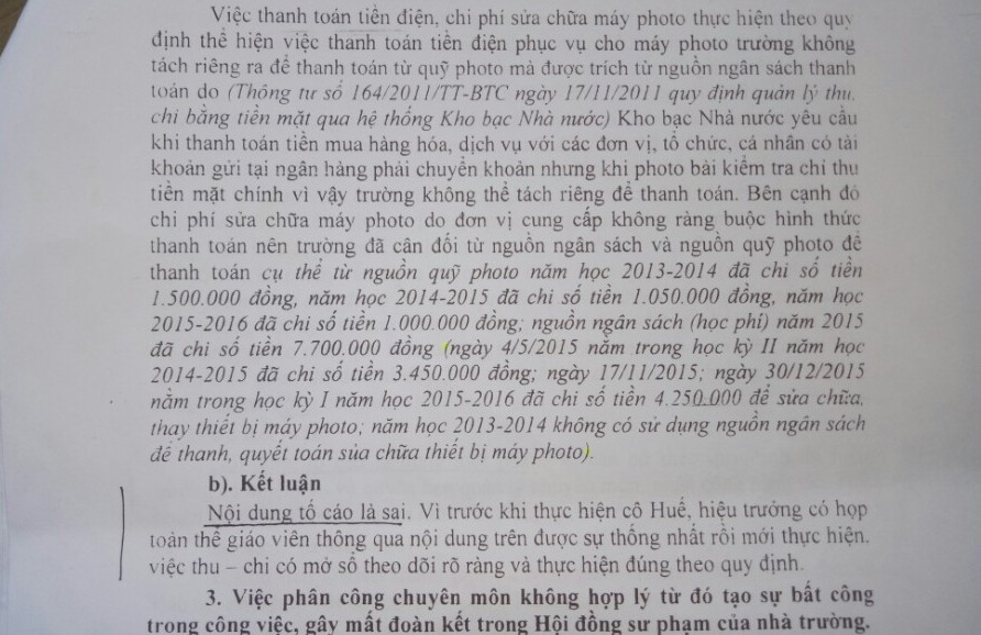 Mặc dù Luật Quản lý, sử dụng tài sản nhà nước có quy định rất cụ thể, nhưng Thanh tra Thành phố Cà Mau kết luận việc dùng máy photo của nhà trường để photo tài liệu lấy tiền học sinh là đúng, dẫn đến gây bức xúc. Mặc dù Luật Quản lý, sử dụng tài sản nhà nước có quy định rất cụ thể, nhưng Thanh tra Thành phố Cà Mau kết luận việc dùng máy photo của nhà trường để photo tài liệu lấy tiền học sinh là đúng, dẫn đến gây bức xúc.