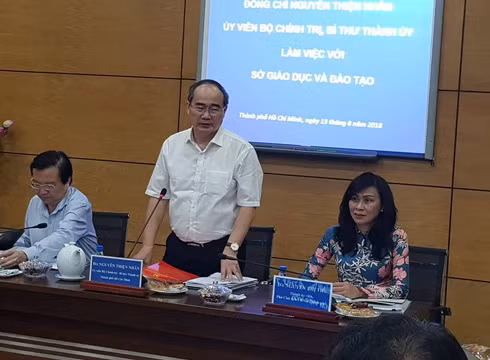 Bí thư Thành ủy Nguyễn Thiện Nhân phát biểu tại buổi làm việc (Ảnh: P.L)