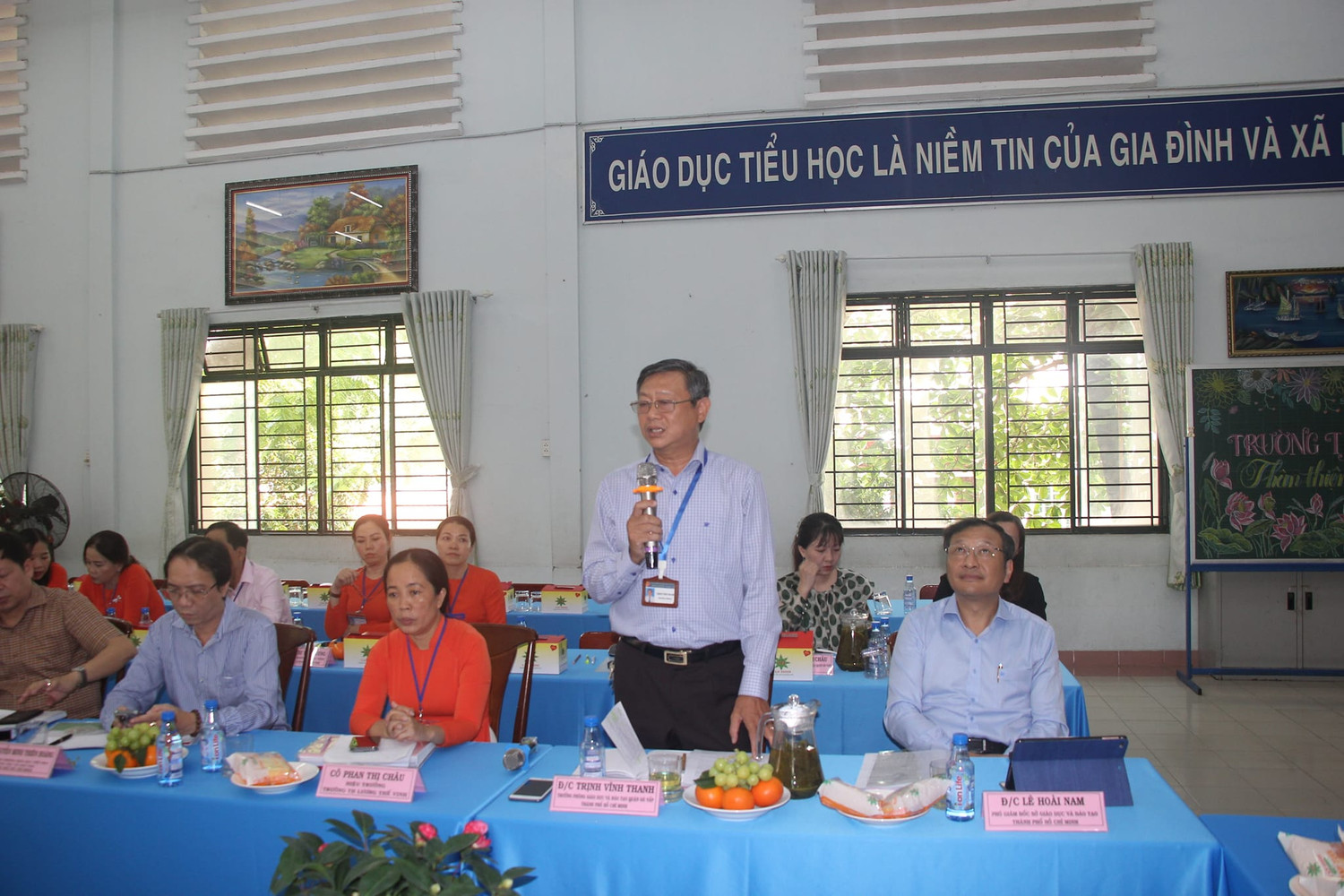 Trưởng phòng Giáo dục và Đào tạo Quận Gò Vấp phát biểu tại buổi giám sát (ảnh: P.L)