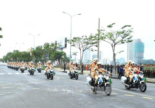 Các lực lượng tham gia diễn tập. Ảnh: Thống Nhất/TTXVN