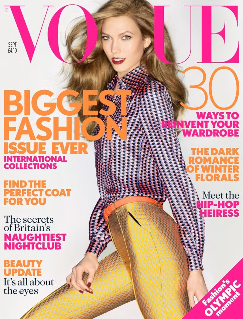 Màu sắc sặc sỡ trên trang bìa của Vogue nước Anh. Màu sắc sặc sỡ trên trang bìa của Vogue nước Anh.