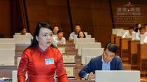 Bộ trưởng Nguyễn Thị Kim Tiến báo cáo trước Quốc hội chiều 1/11/2017. ảnh: Trung tâm thông tin Quốc hội.