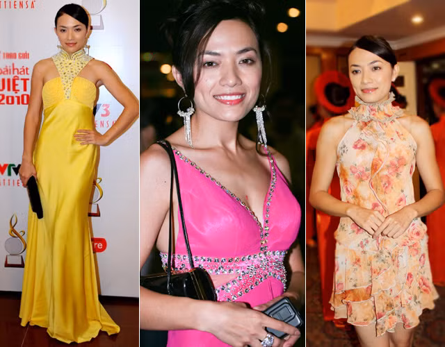 Tina Tình diện đầm di dự tiệc. Tìm "đỏ mắt" vẫn không thấy điểm thu hút trên phục trang của cô. Những ọộ cánh này vừa không có nét riêng độc đáo, vừa "chói lọi" đến nhức mắt. (Ảnh: ione) Xem thêm: Điểm danh những chiếc "cằm mới" của Sao Việt.