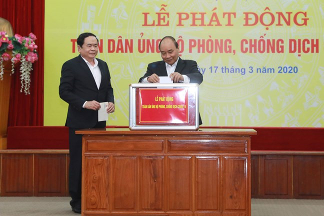 Ngày 17/3, Đoàn Chủ tịch Ủy ban Trung ương Mặt trận Tổ quốc Việt Nam đã phát động toàn dân ủng hộ phòng, chống dịch Covid-19. (Ảnh: mattran.org.vn)