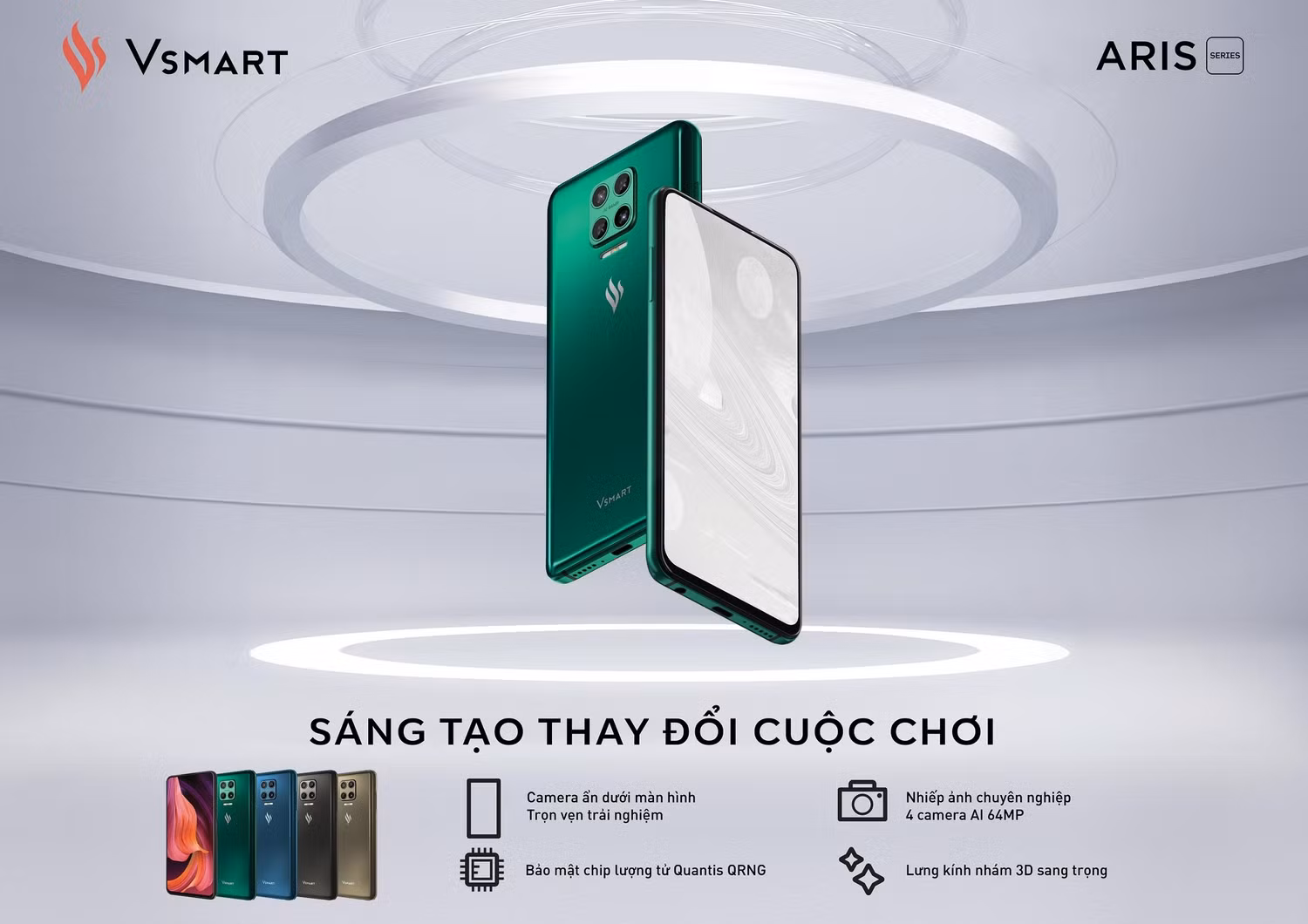 Với Aris Pro, VinSmart đã trở thành một trong số những hãng đầu tiên trên thế giới ứng dụng thành công công nghệ Camera ẩn dưới màn hình Với Aris Pro, VinSmart đã trở thành một trong số những hãng đầu tiên trên thế giới ứng dụng thành công công nghệ Camera ẩn dưới màn hình