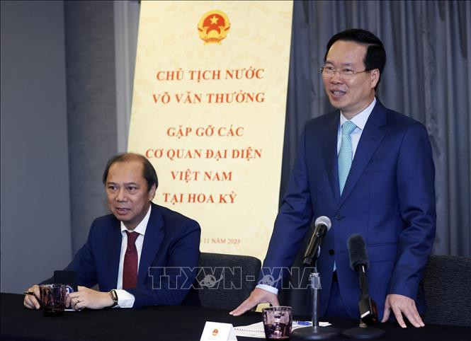 Chủ tịch nước Võ Văn Thưởng phát biểu tại buổi gặp mặt. Ảnh: TTXVN Chủ tịch nước Võ Văn Thưởng phát biểu tại buổi gặp mặt. Ảnh: TTXVN