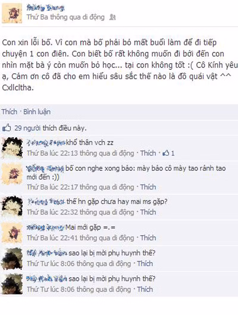 Ảnh chụp từ Facebook nữ sinh chửi giáo viên