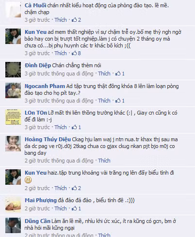 Sinh viên ĐH Tài nguyên và Môi trường bày tỏ sự bức xúc trên diễn đàn Facebook. Sinh viên ĐH Tài nguyên và Môi trường bày tỏ sự bức xúc trên diễn đàn Facebook.
