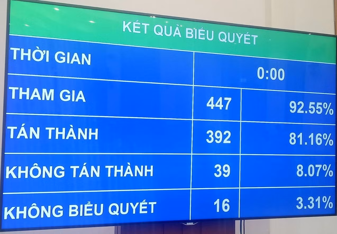 Kết quả biểu quyết. Ảnh chụp màn hình