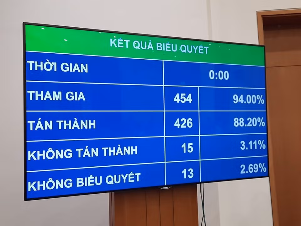 Kết quả biểu quyết. Ảnh chụp màn hình
