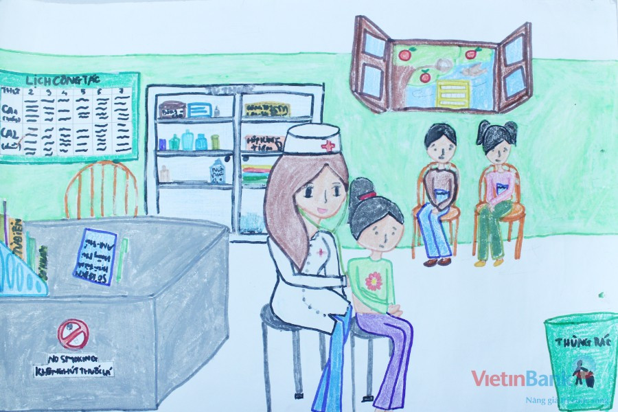 "Ước mơ của em là làm một cô bác sĩ tài giỏi. Em sẽ đi khắp miền đất nước để chữa trị bệnh tật cho trẻ em nghèo và mọi người. Có thể các em nhỏ đó đã đếm từng ngày còn lại của cuộc đời mình do căn bệnh hiểm nghèo hoành hành các em. Em mong rằng em sẽ chữa bệnh cho mọi người để mọi người trở lại bình thường và khỏe mạnh như xưa. Em vẽ bức tranh này để chia sẻ với các bạn đang phải chống chọi với những căn bệnh hiểm nghèo này".