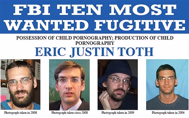Eric Toth trong danh sách truy nã của FBI.