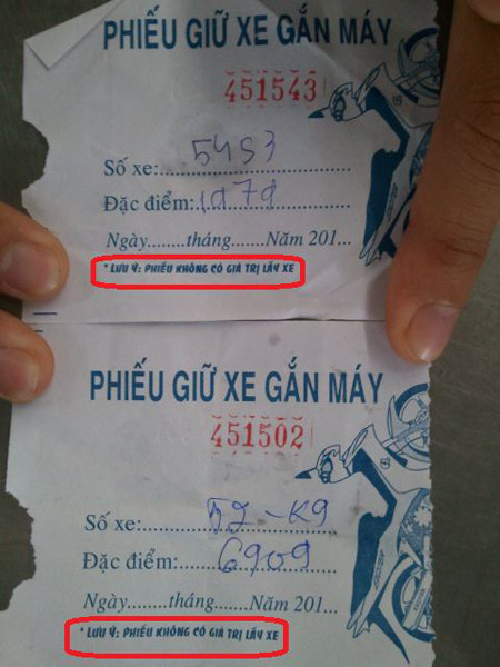 Gửi xe nhưng không được lấy.