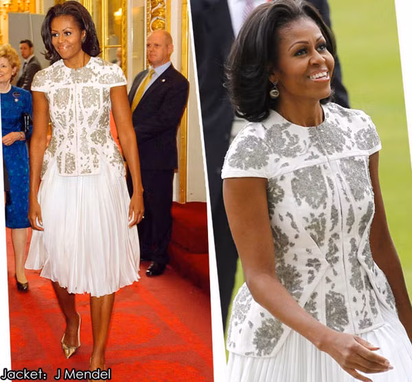 Đệ nhất phu nhân Mỹ đương nhiệm - Michelle Obama thanh lịch trong chiếc váy của thương hiệu J Mendel. Đệ nhất phu nhân Mỹ đương nhiệm - Michelle Obama thanh lịch trong chiếc váy của thương hiệu J Mendel.