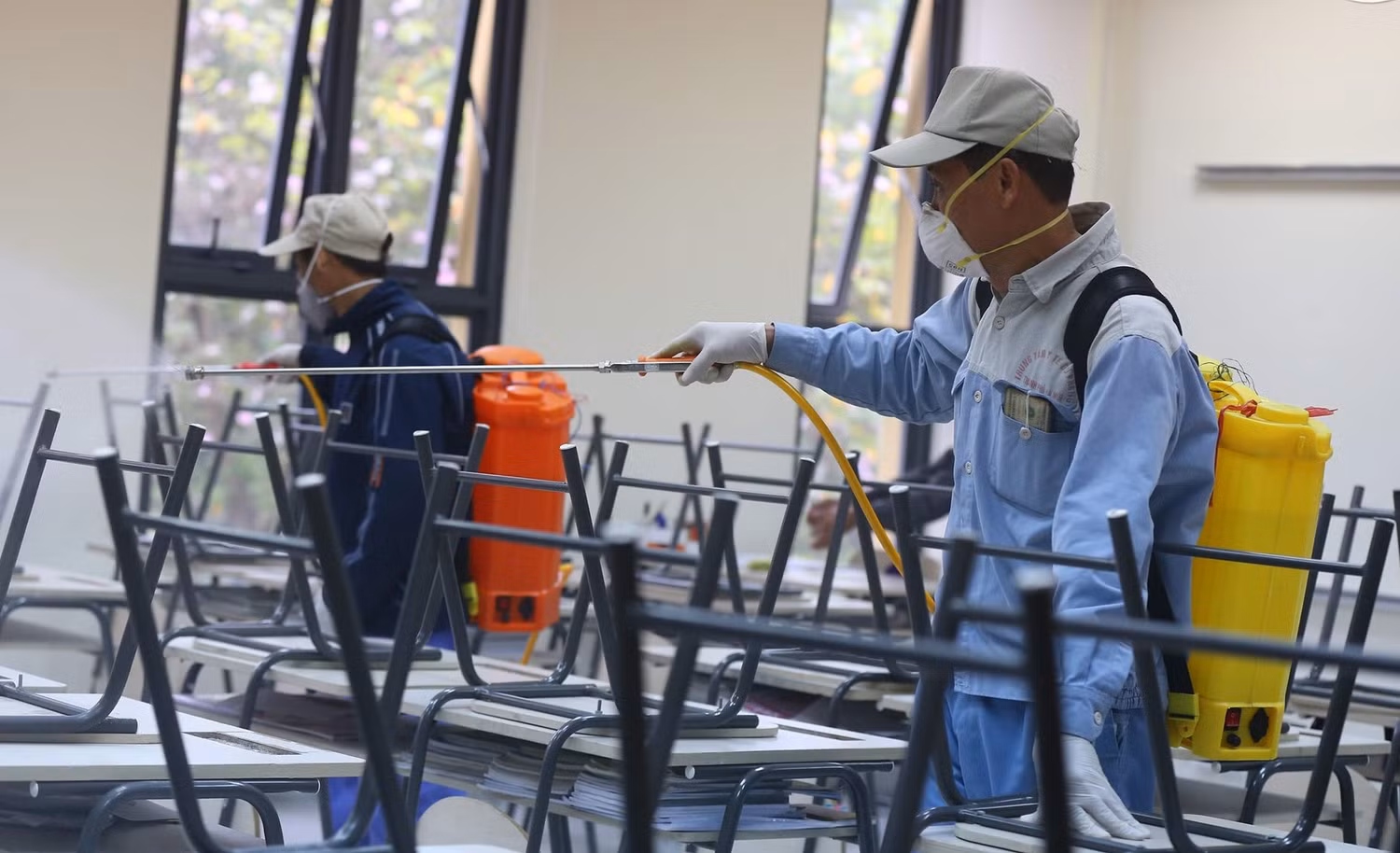 Ngày 7 và 8/2, các trường học, đơn vị thuộc Sở Giáo dục và Đào tạo Hà Nội sẽ tiến hành triển khai khử khuẩn lần 2 để phòng, chống virus Corona. (Ảnh: trường Marie Curie, Hà Nội)
