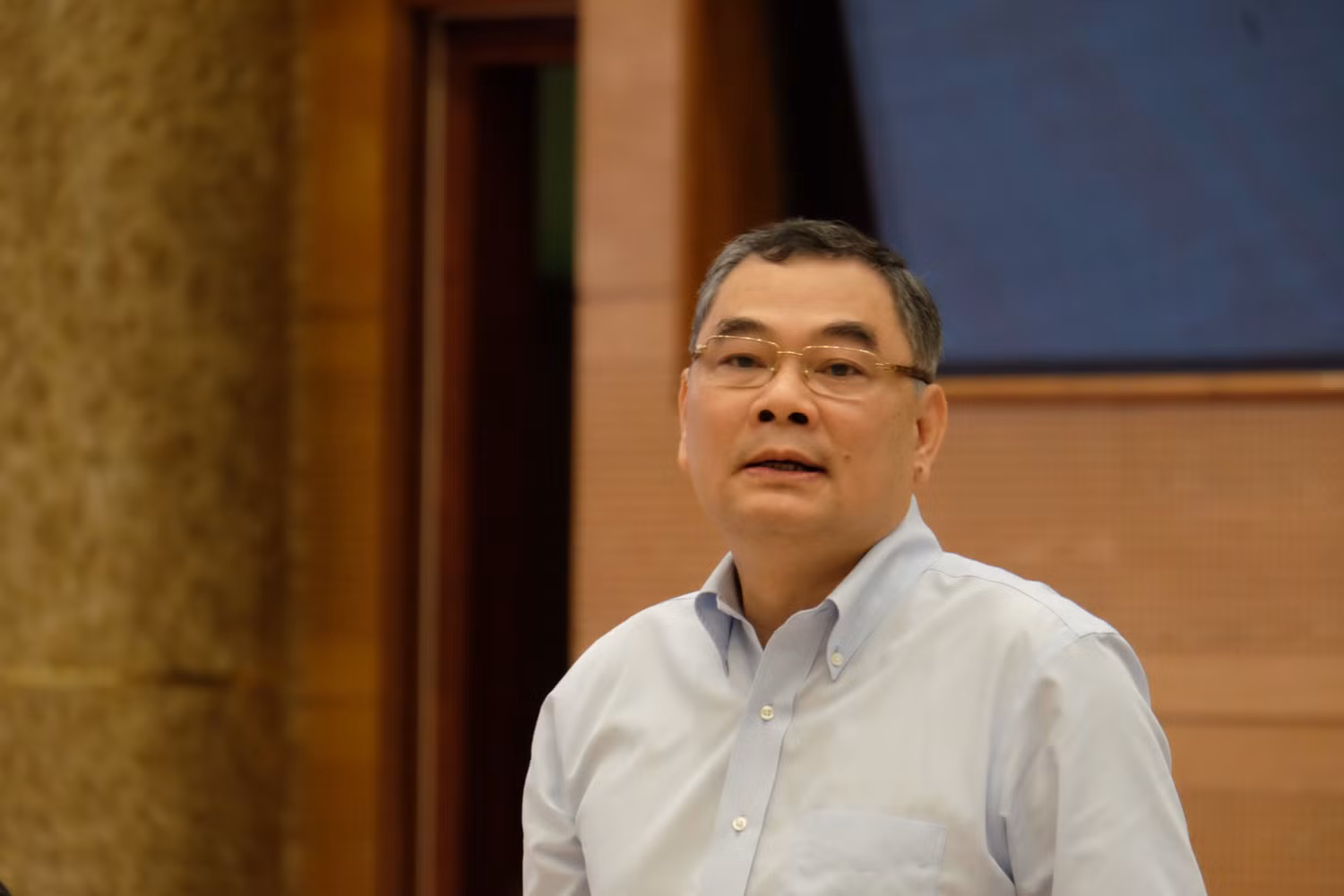 Thiếu tướng Tô Ân Xô, Chánh Văn phòng - Người Phát ngôn Bộ Công an thông tin tại buổi họp báo. Ảnh: LC
