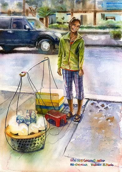 Một chị bán hàng rong...Con người, cảnh vật đều rất bình dị nhưng nó lại khiến rất nhiều cư dân mạng phải trầm trồ.
