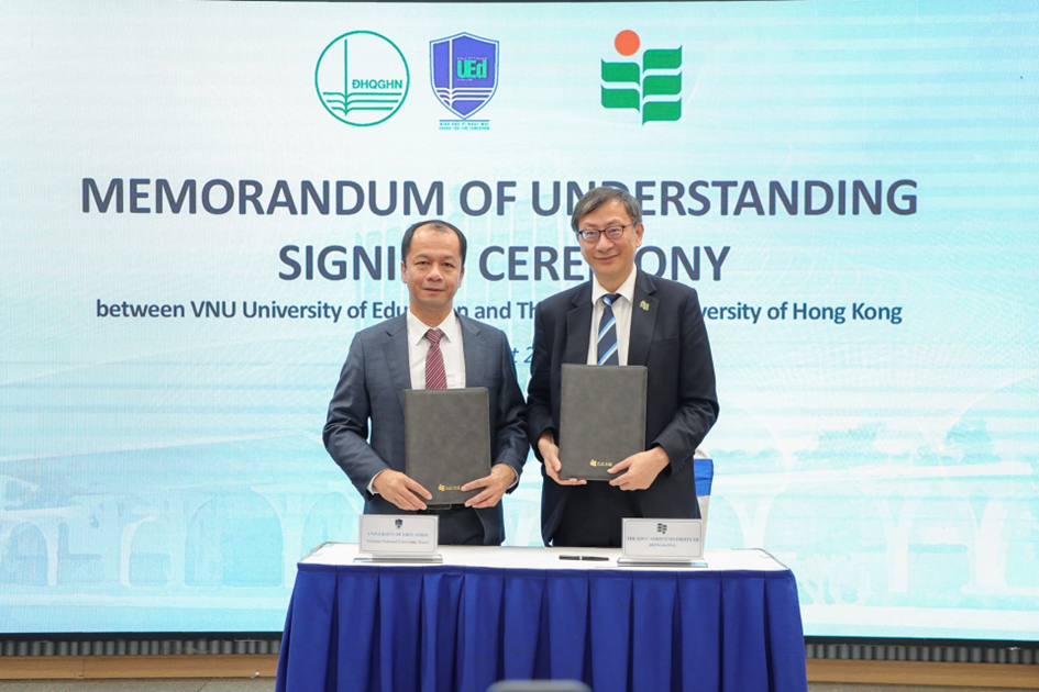 Trường Đại học Giáo dục, Đại học Quốc gia Hà Nội và Đại học Giáo dục Hồng Kông ký kết Thỏa thuận Hợp tác học thuật, góp phần tăng cường hợp tác và thúc đẩy kết nối trong lĩnh vực giáo dục, đào tạo giáo viên và nghiên cứu học thuật.