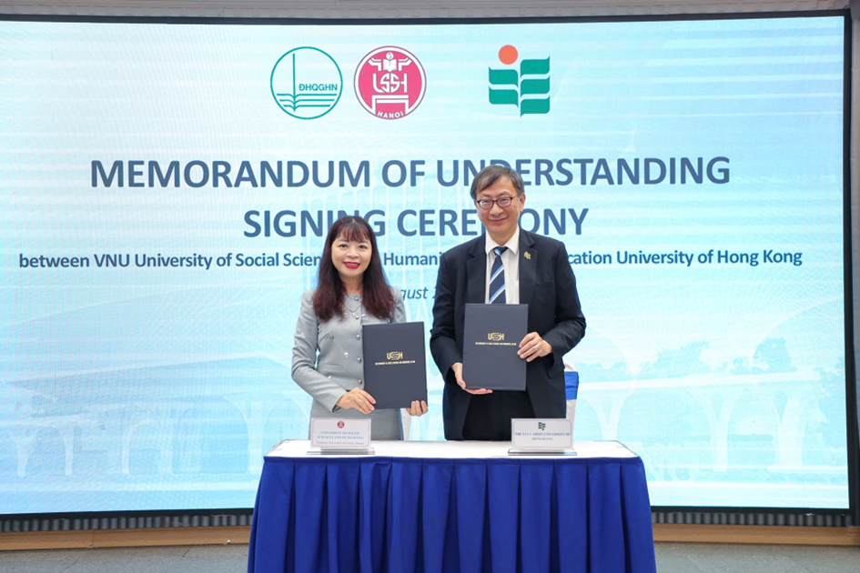 Trường Đại học Khoa học Xã hội và Nhân văn, Đại học Quốc gia Hà Nội và Đại học Giáo dục Hồng Kông ký kết Thỏa thuận Hợp tác học thuật, mở rộng hợp tác toàn diện trong nghiên cứu, đào tạo, trao đổi sinh viên, hoạt động học thuật và chia sẻ tri thức.